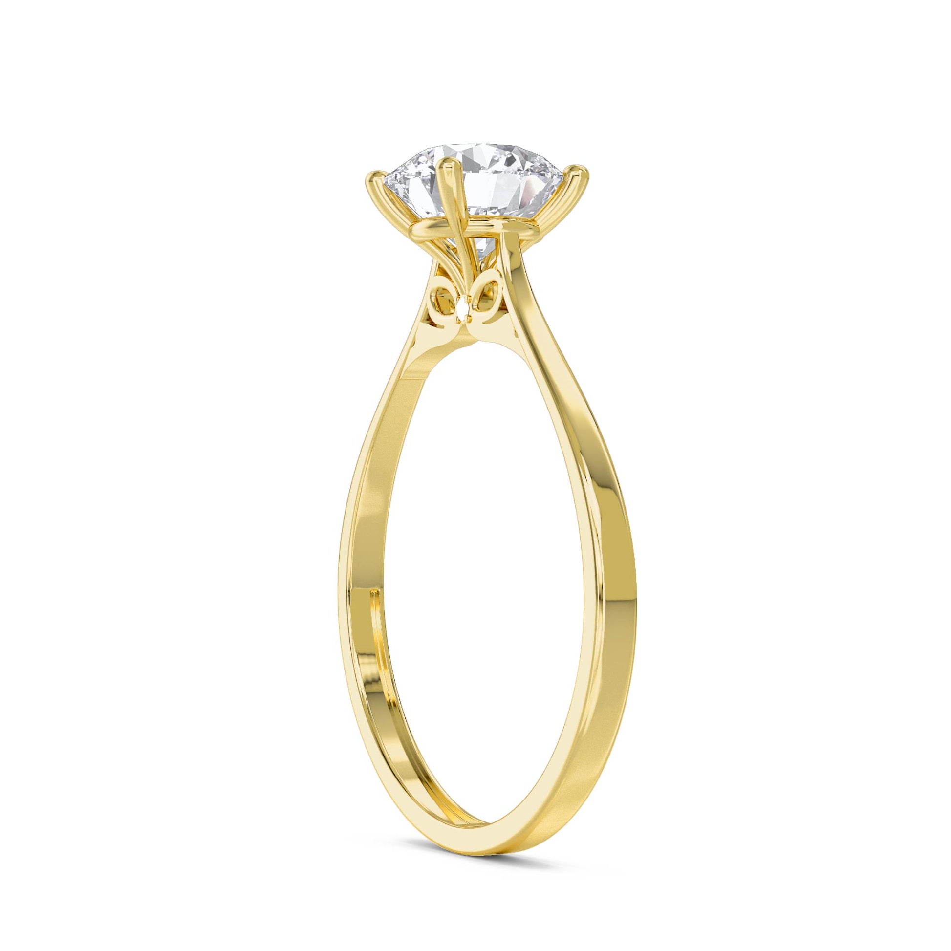 Classic Round Solitaire Ring - Yellow Gold - Pose 2