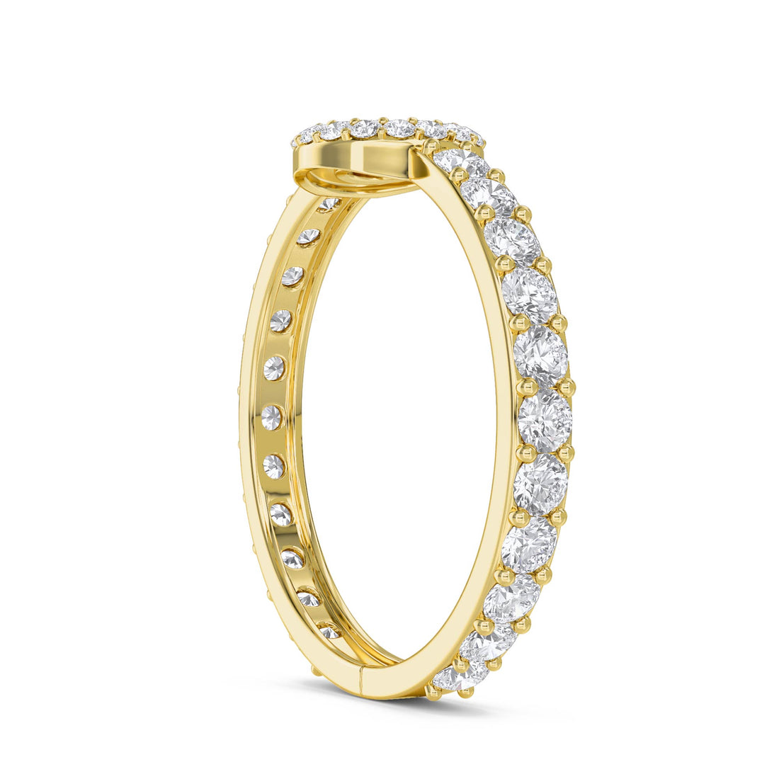 Round Diamond Halo Circle Ring - Yellow Gold - Pose 2