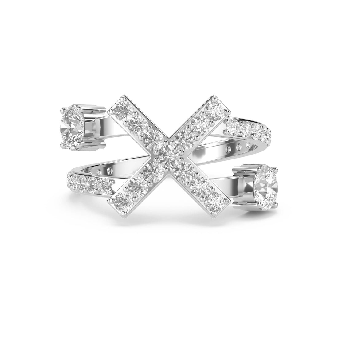 Lab Grown Diamond X Crossover Ring with Round Brilliant Diamonds (Silver) - image 1