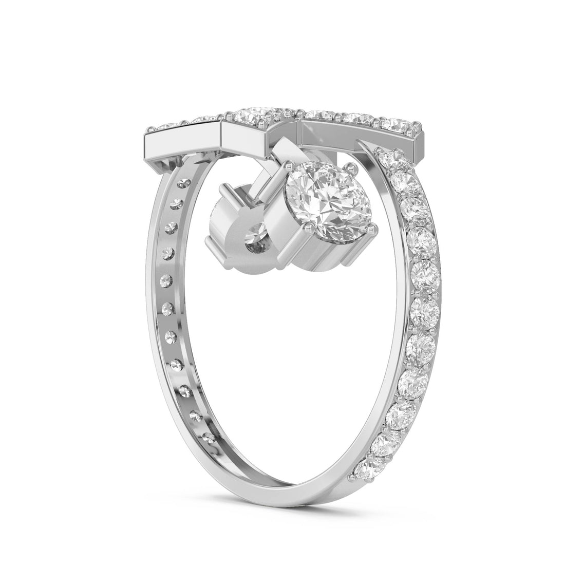 Lab Grown Diamond X Crossover Ring with Round Brilliant Diamonds (Silver) - image 1