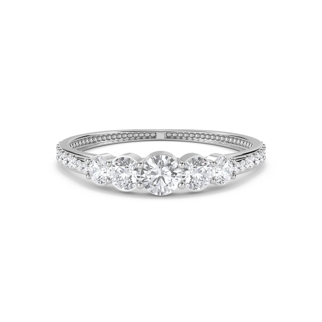 Graduated Five-Stone Ring - White Gold - Pose 1