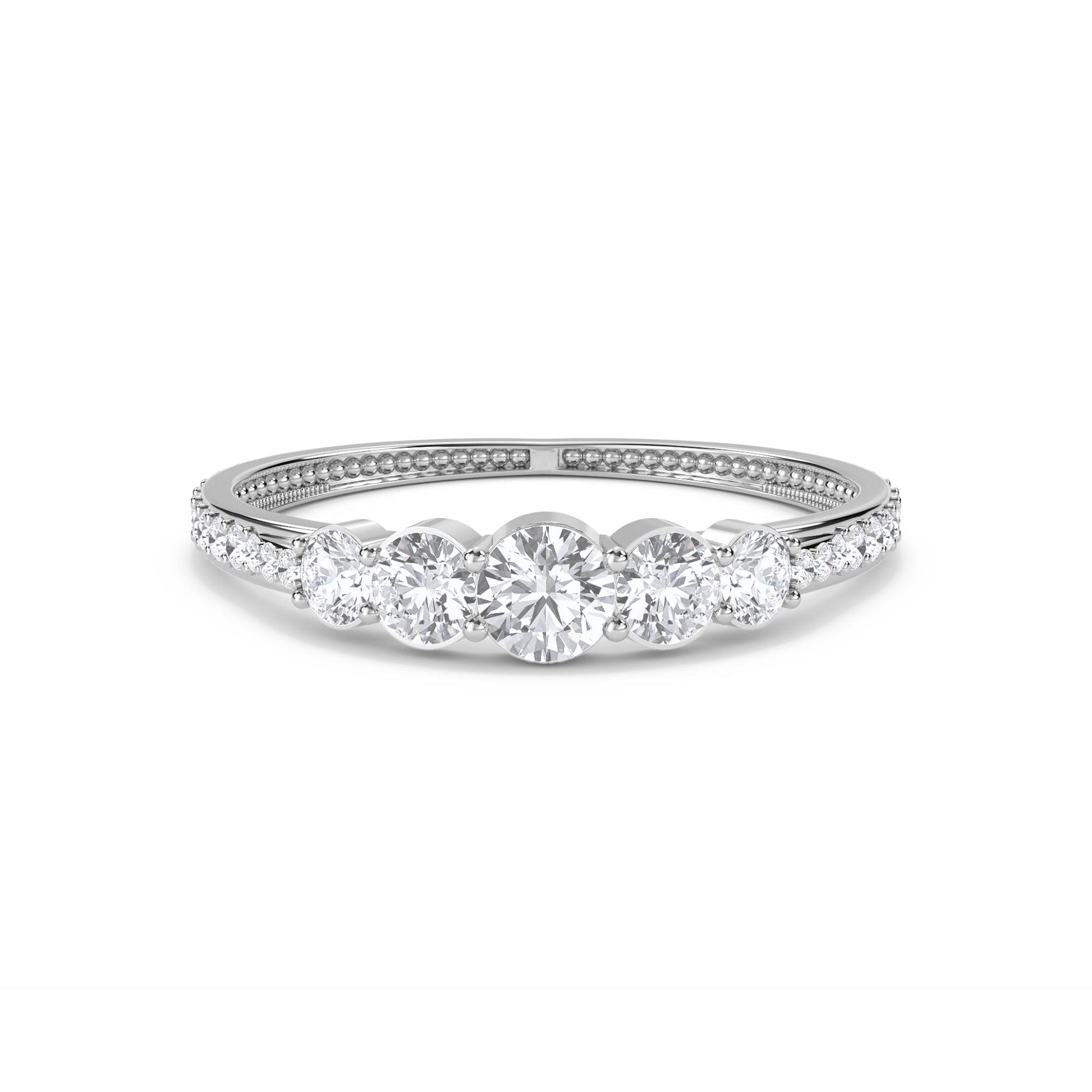 Graduated Five-Stone Ring - White Gold - Pose 1