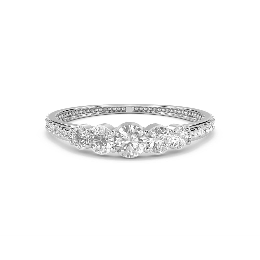 Diamond Graduated Cluster Band Ring with Round Brilliant Diamonds (Silver) - image 1