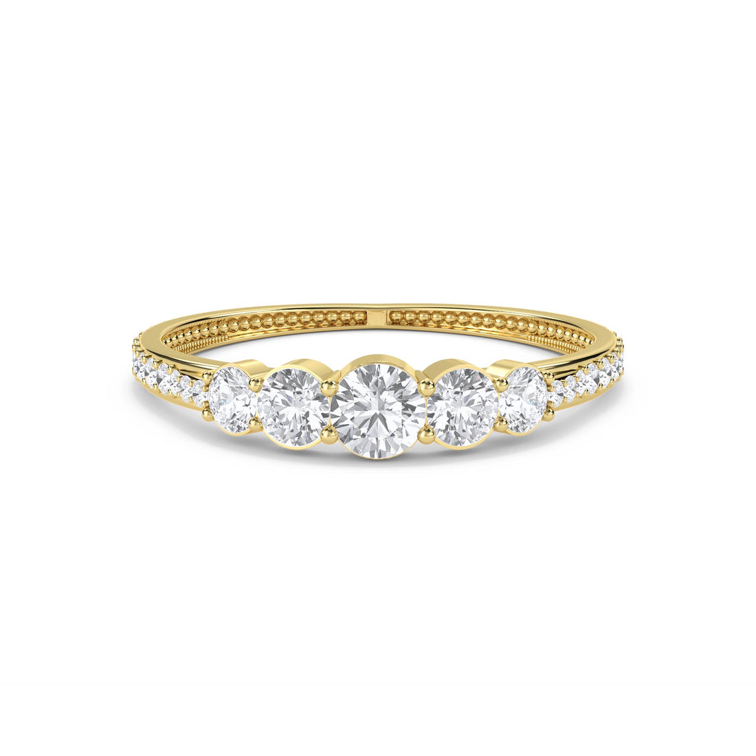 Graduated Five-Stone Ring - Yellow Gold - Pose 1