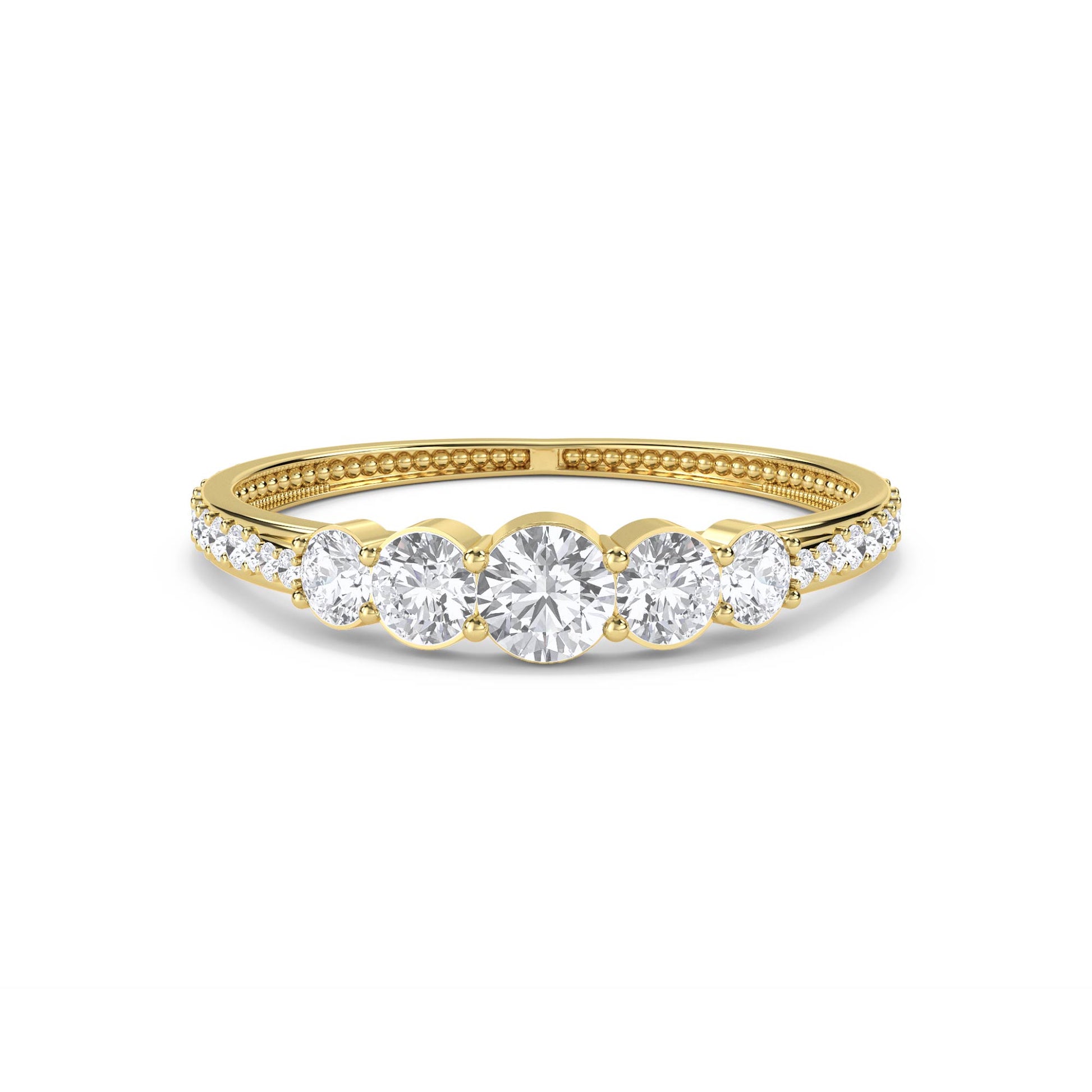 Graduated Five-Stone Ring - Yellow Gold - Pose 1