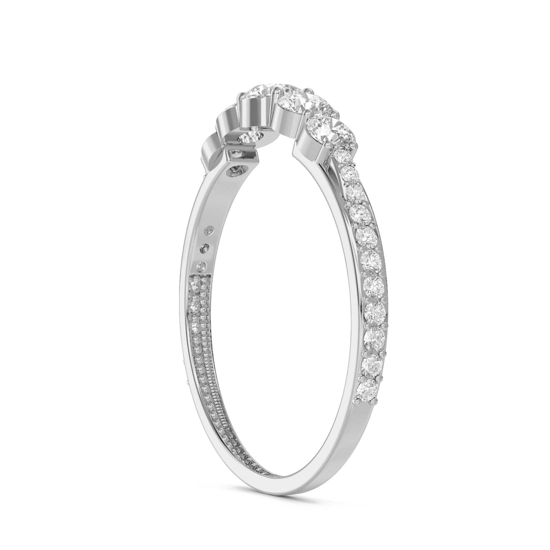 Diamond Graduated Cluster Band Ring with Round Brilliant Diamonds (Silver) - image 1