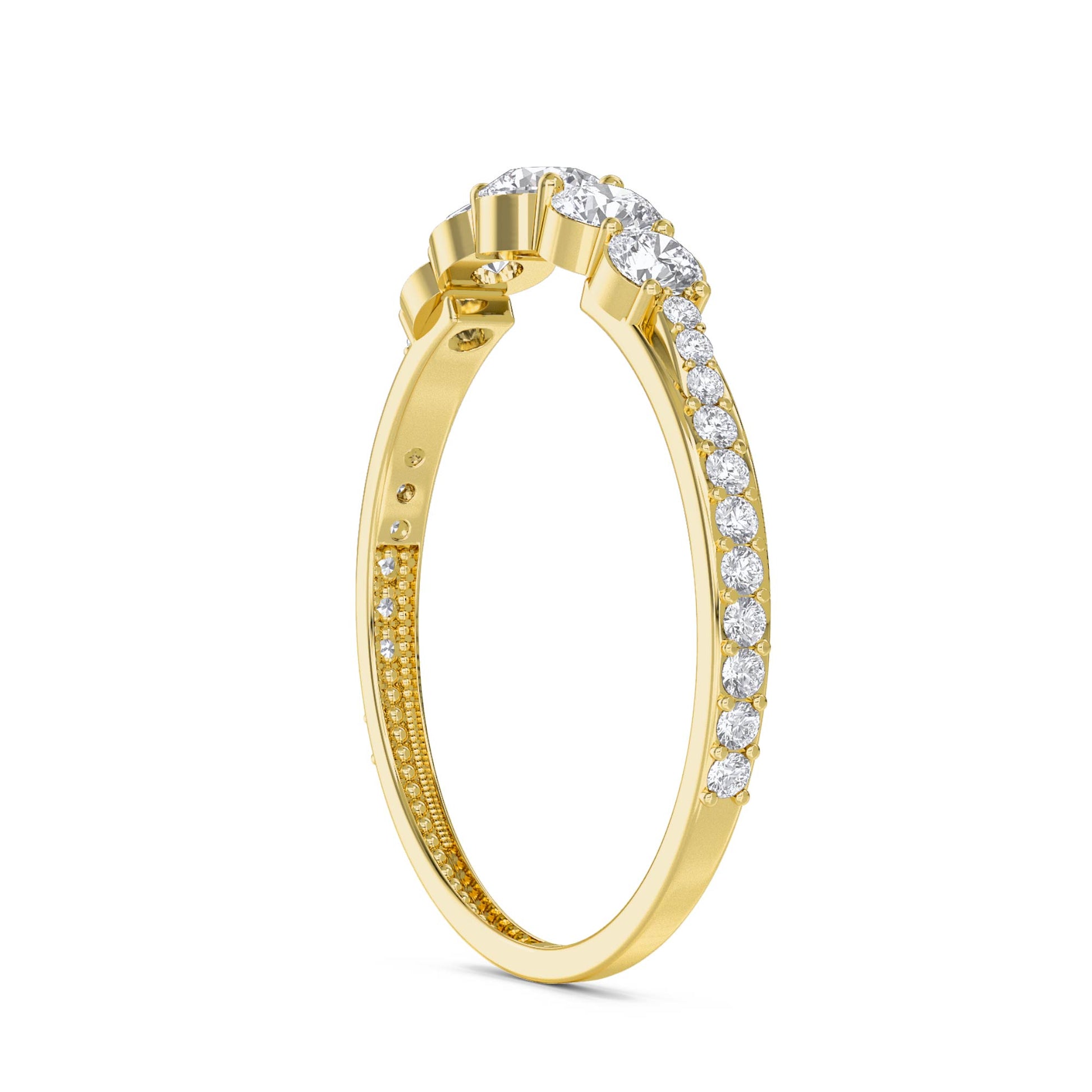 Graduated Five-Stone Ring - Yellow Gold - Pose 2