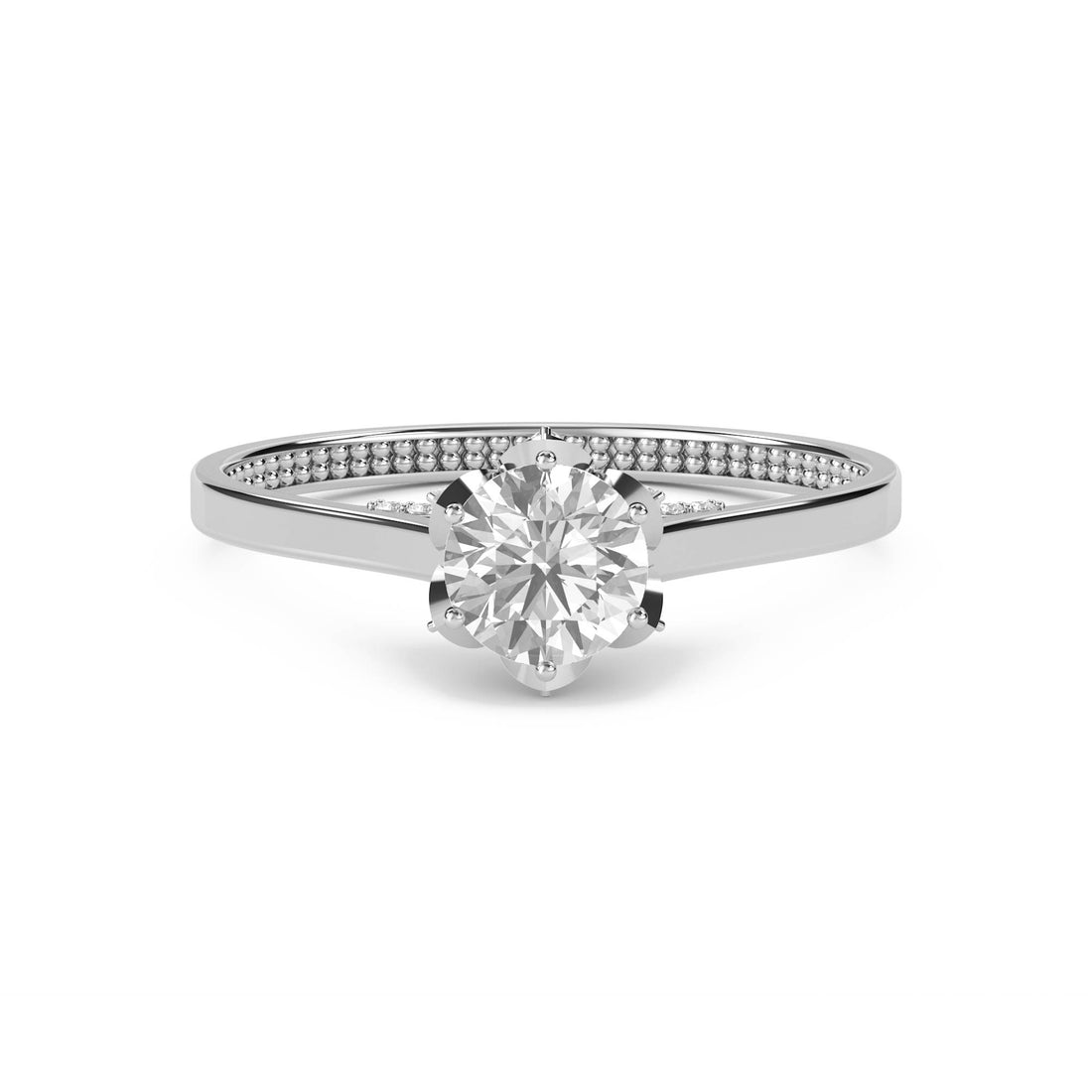 Classic Round Diamond Solitaire Ring with Hidden Diamond Detail (Silver) - image 1