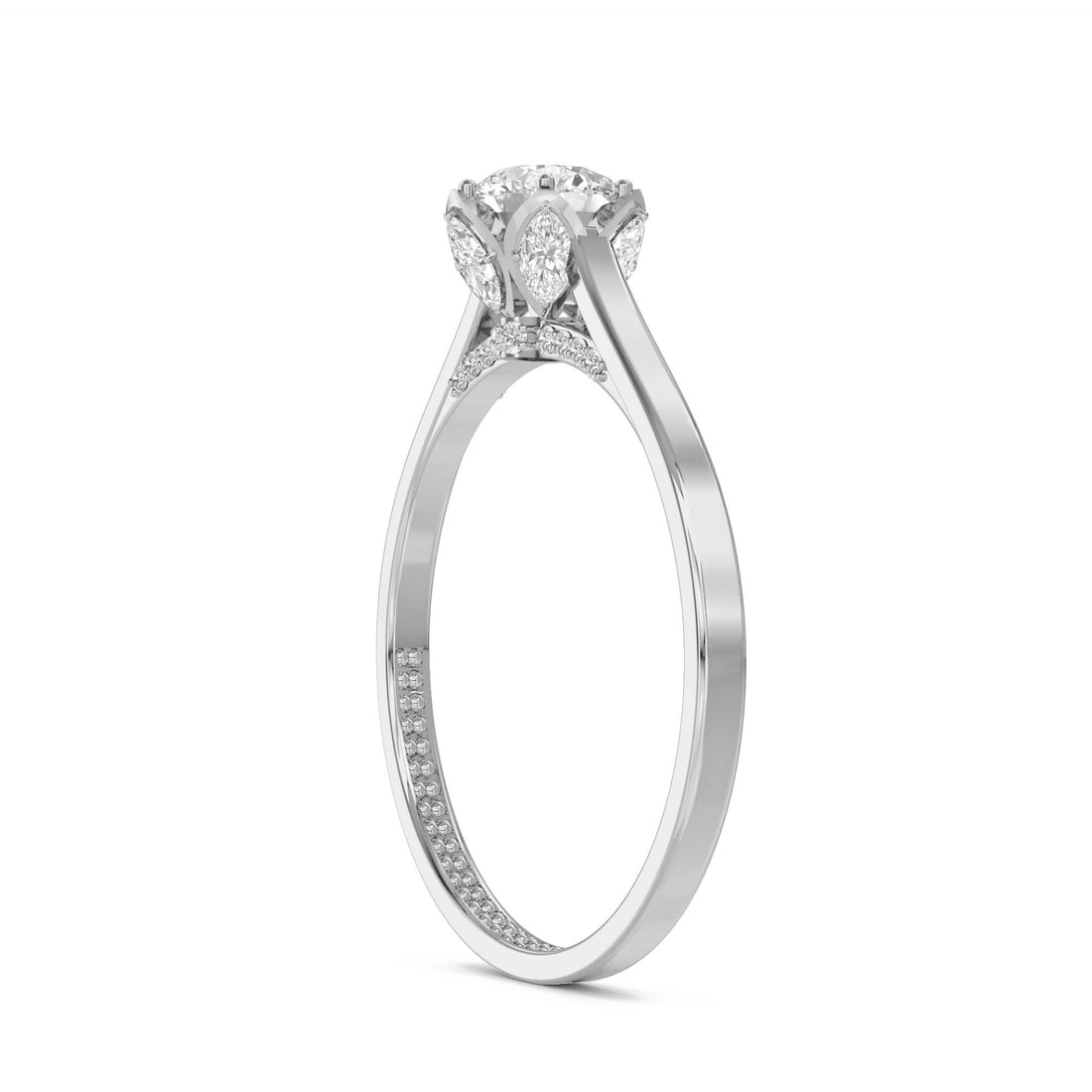 Classic Round Diamond Solitaire Ring with Hidden Diamond Detail (Silver) - image 1