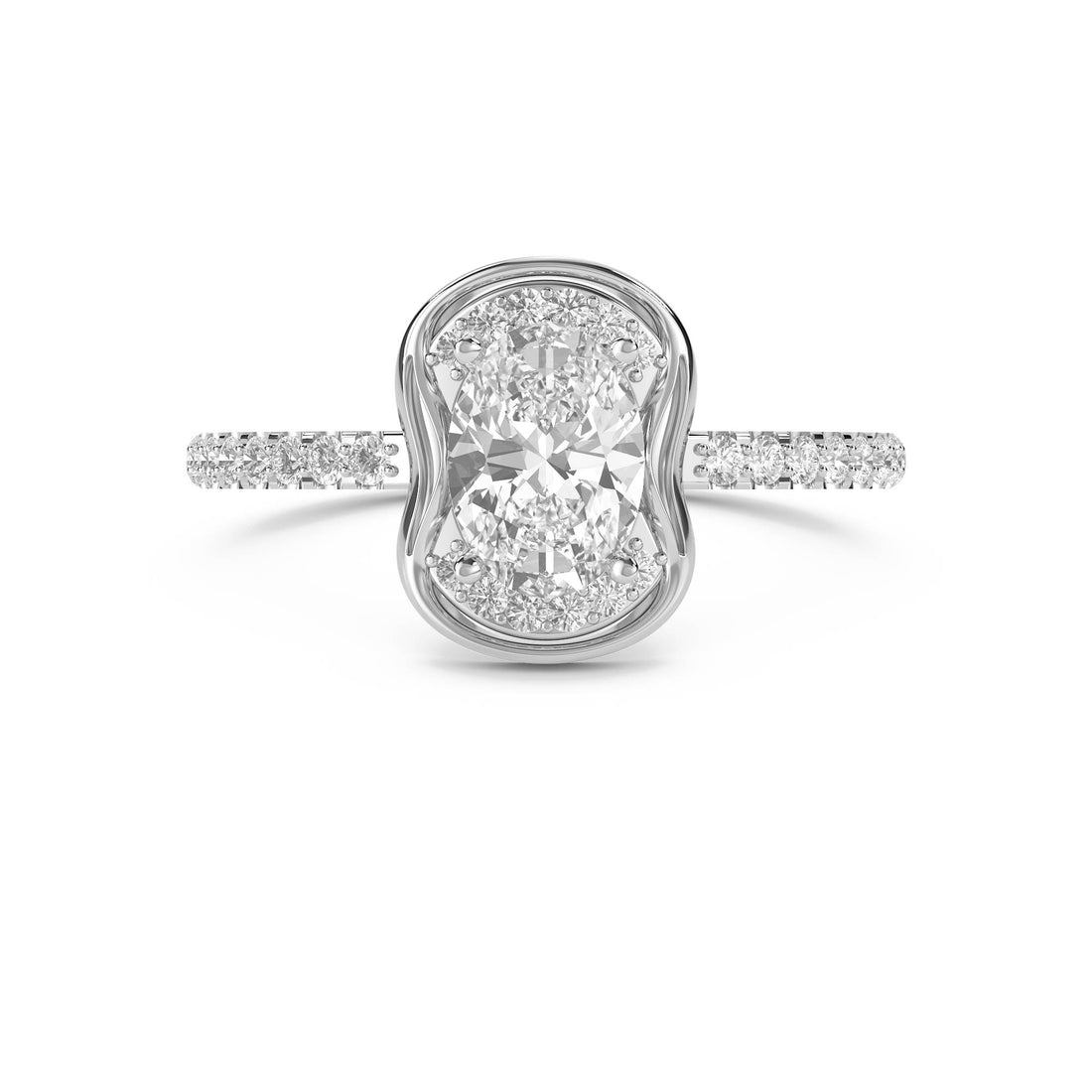Cushion-Cut Diamond Halo Ring with Pavé Band (Silver) - image 1
