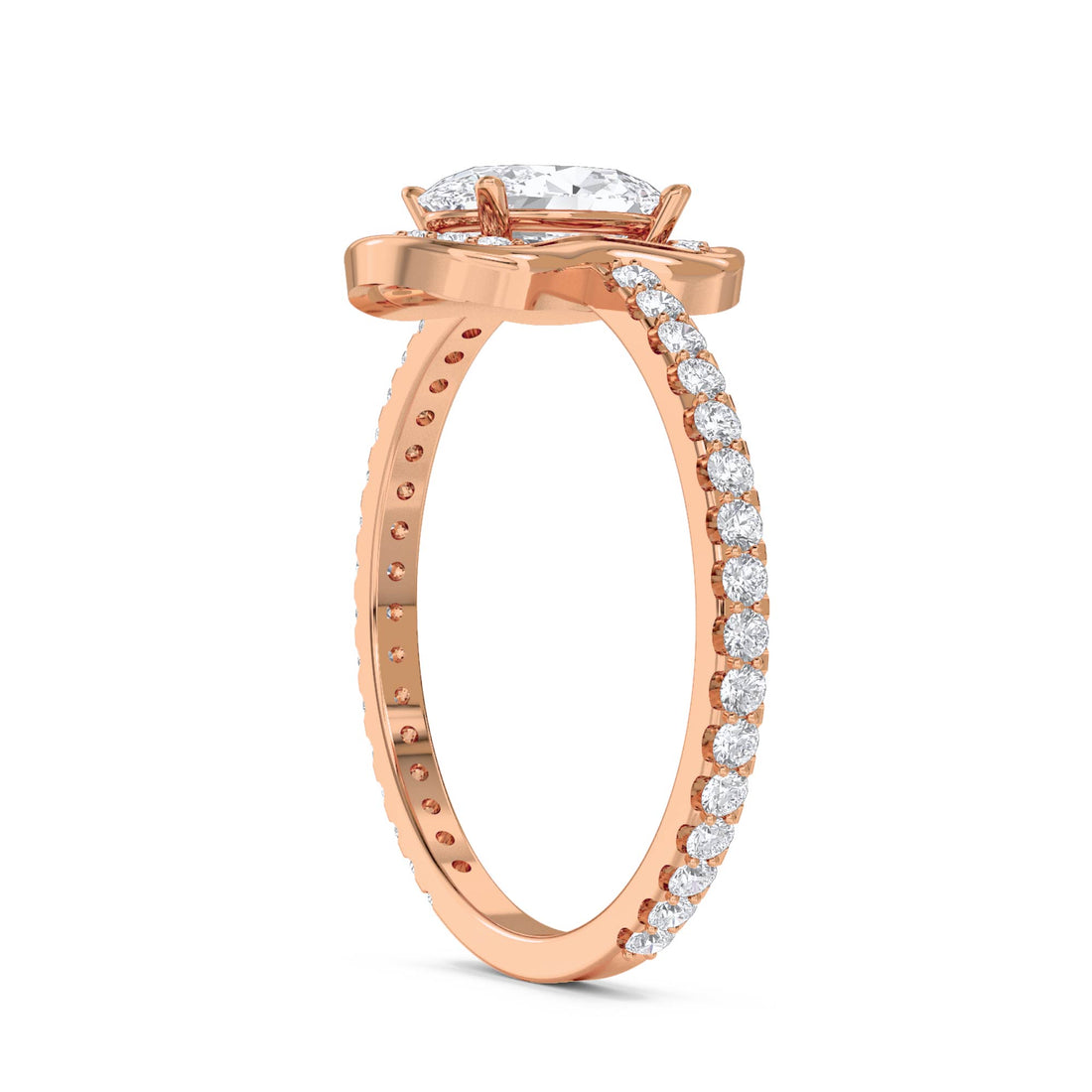 Cushion-Style Halo Ring with Sculpted Shoulders - Rose Gold - Pose 2