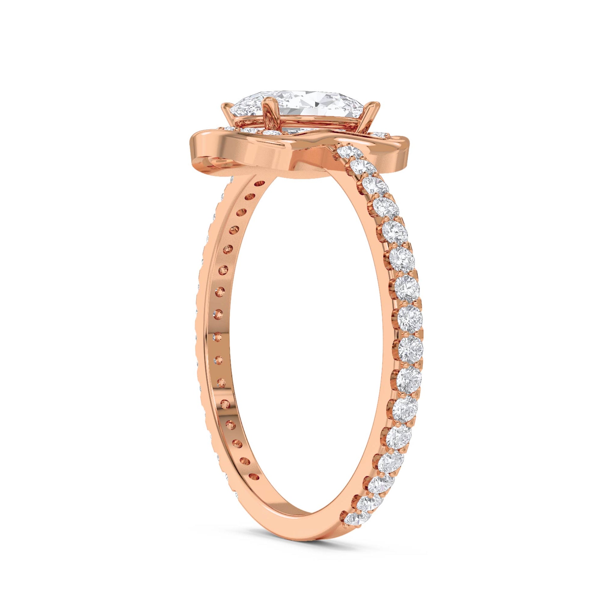 Cushion-Style Halo Ring with Sculpted Shoulders - Rose Gold - Pose 2