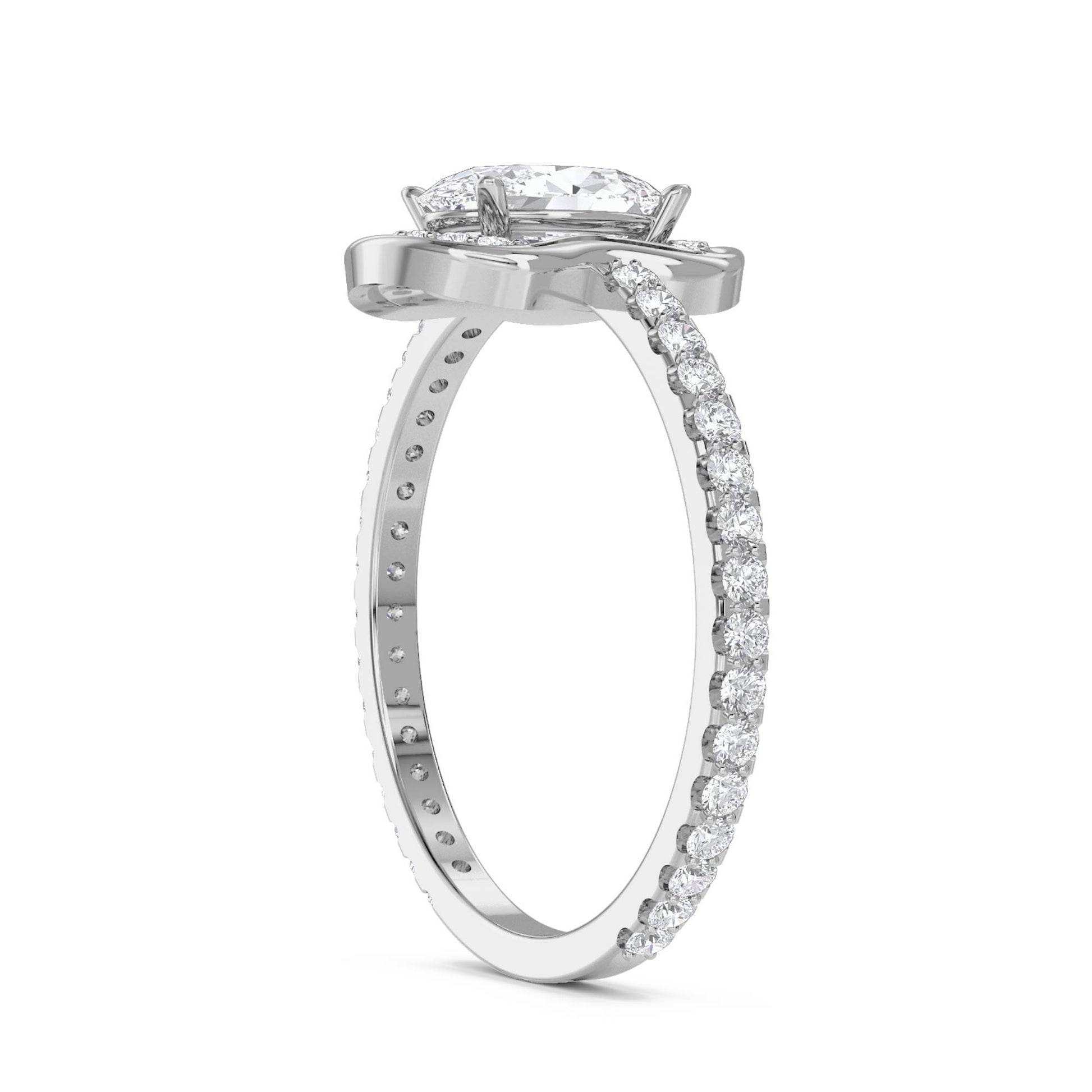 Cushion-Style Halo Ring with Sculpted Shoulders - White Gold - Pose 2