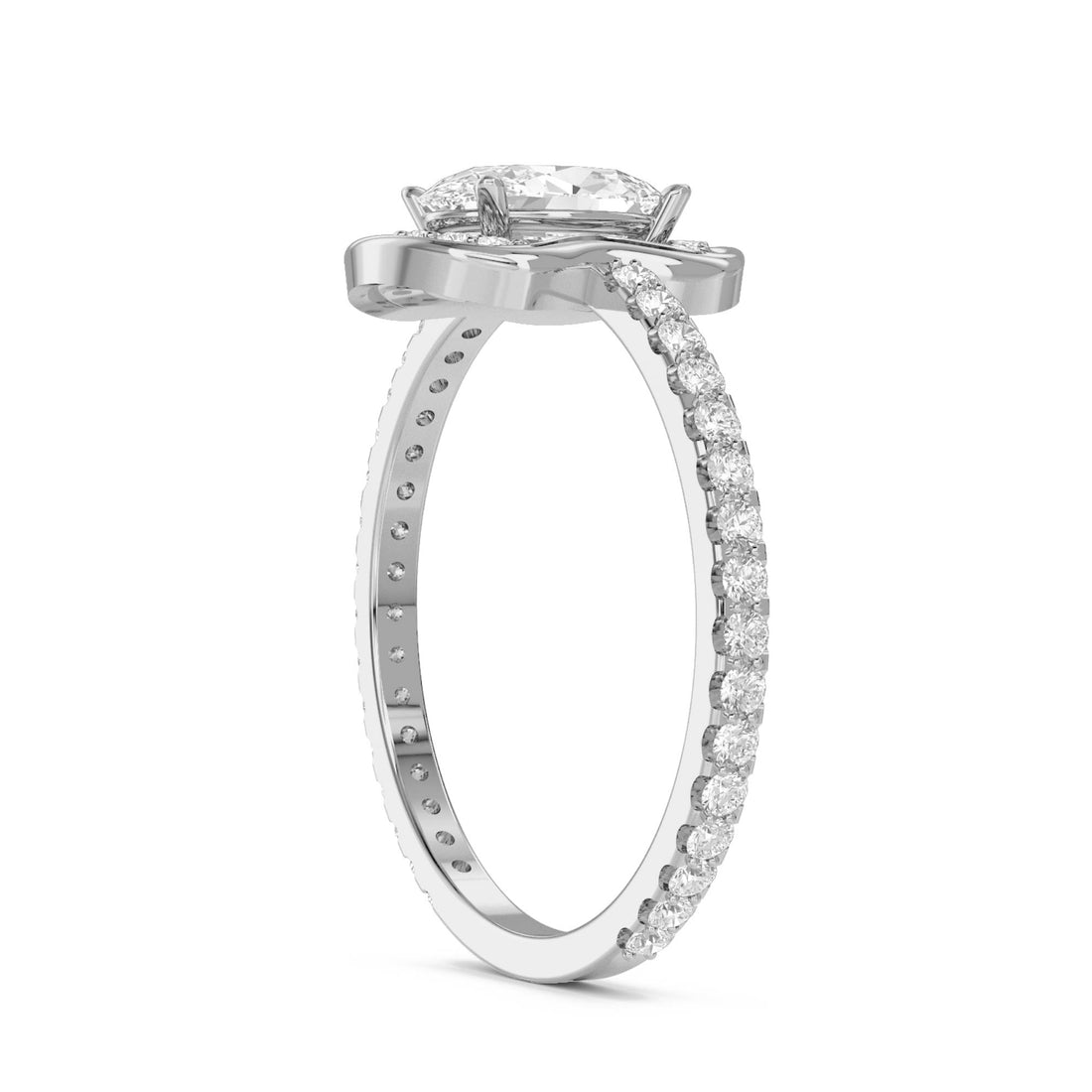 Cushion-Cut Diamond Halo Ring with Pavé Band (Silver) - image 1