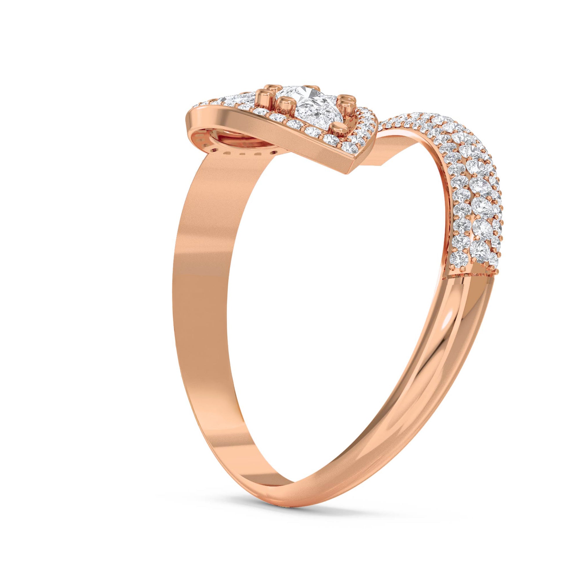 Pear Cluster Open Wrap Ring - Rose Gold - Pose 2