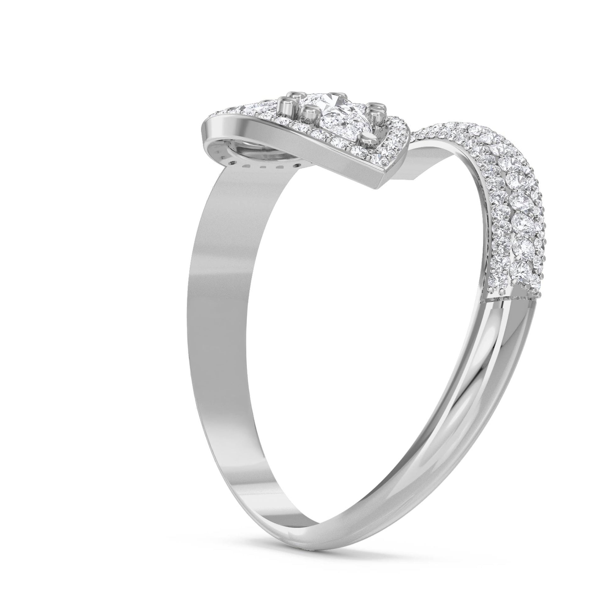 Pear Cluster Open Wrap Ring - White Gold - Pose 2