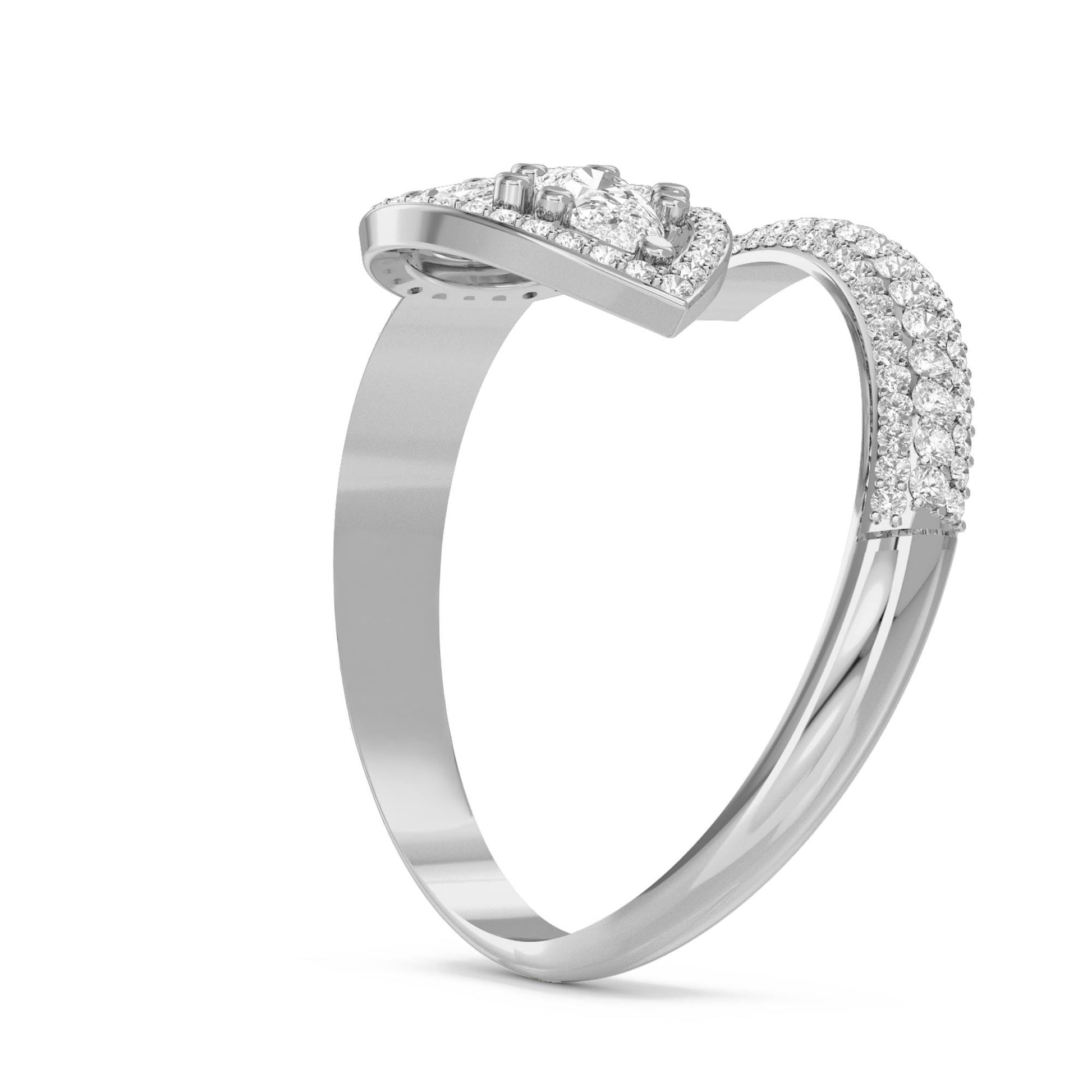 Pear-Shaped Diamond Cluster Ring with Pavé Halo (Silver) - image 2