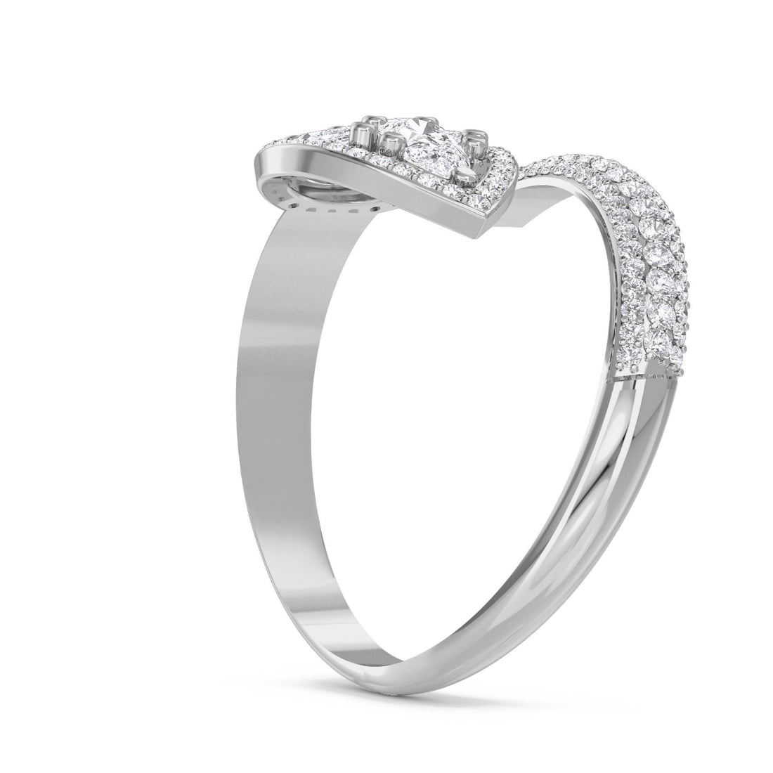 Pear-Shaped Diamond Cluster Ring with Pavé Halo (Silver)