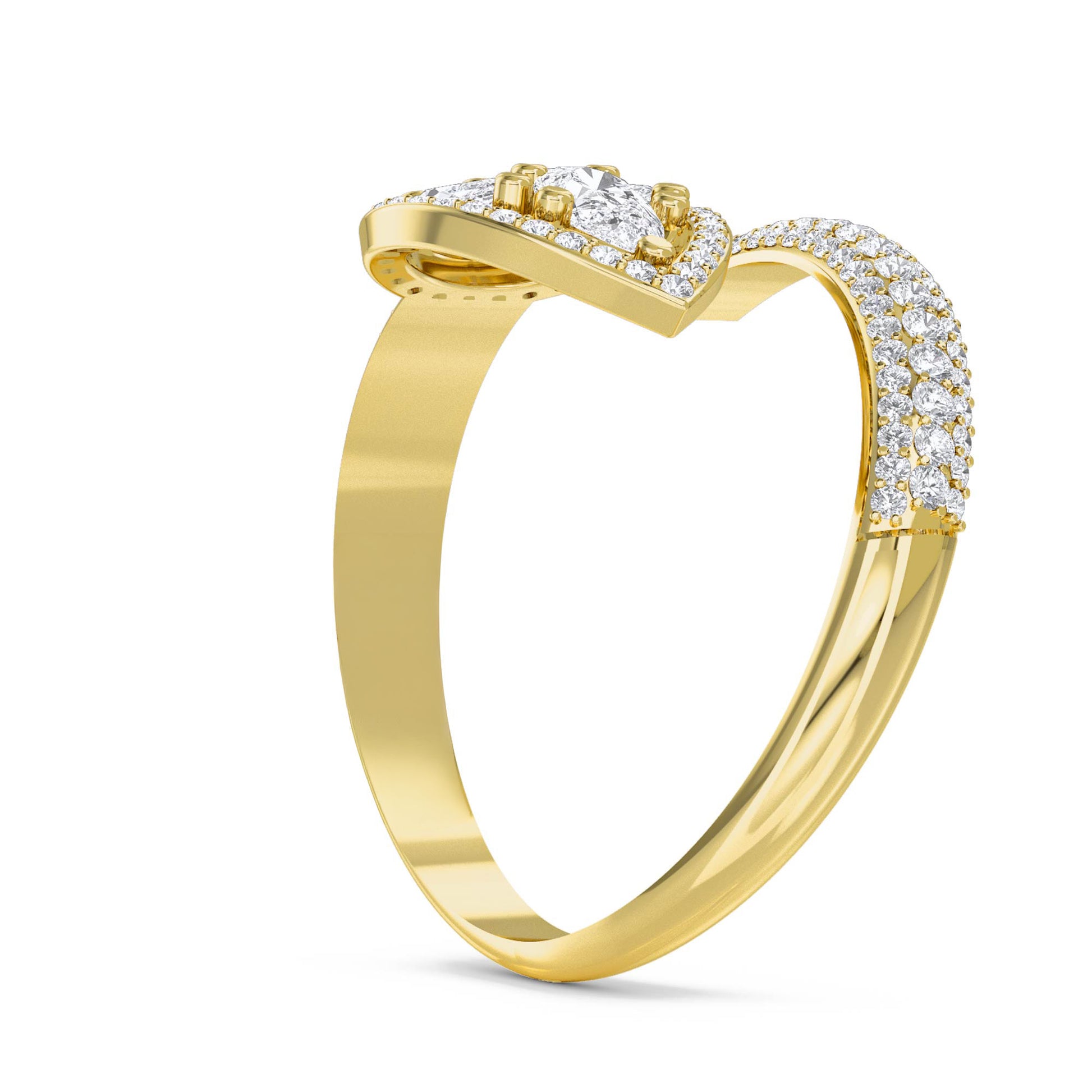 Pear Cluster Open Wrap Ring - Yellow Gold - Pose 2