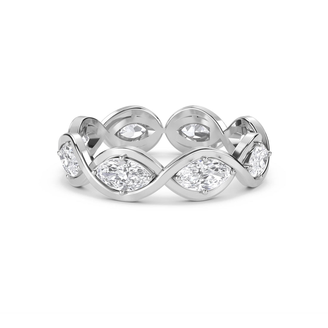 Marquise Infinity Eternity Band - White Gold - Pose 1