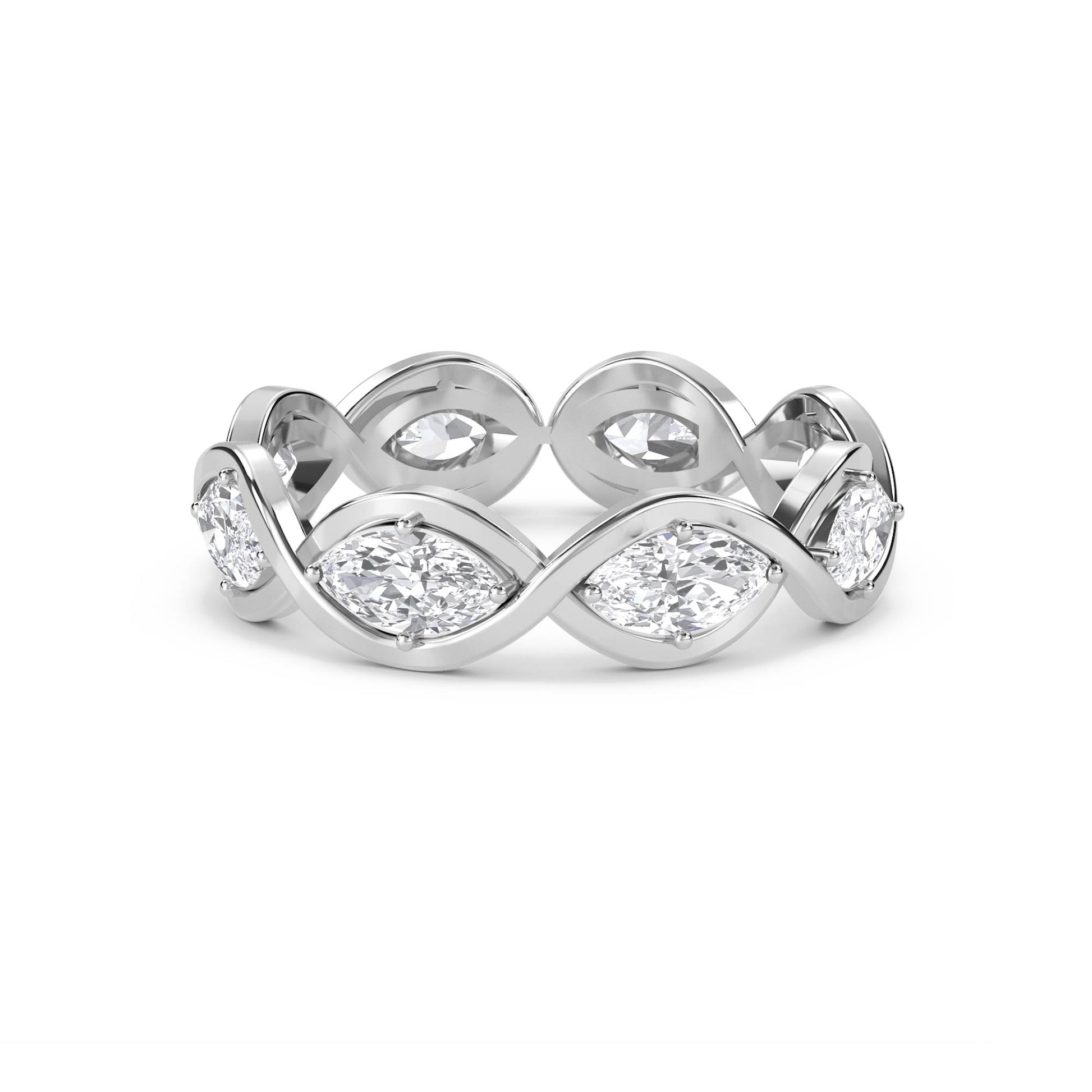 Marquise Infinity Eternity Band - White Gold - Pose 1