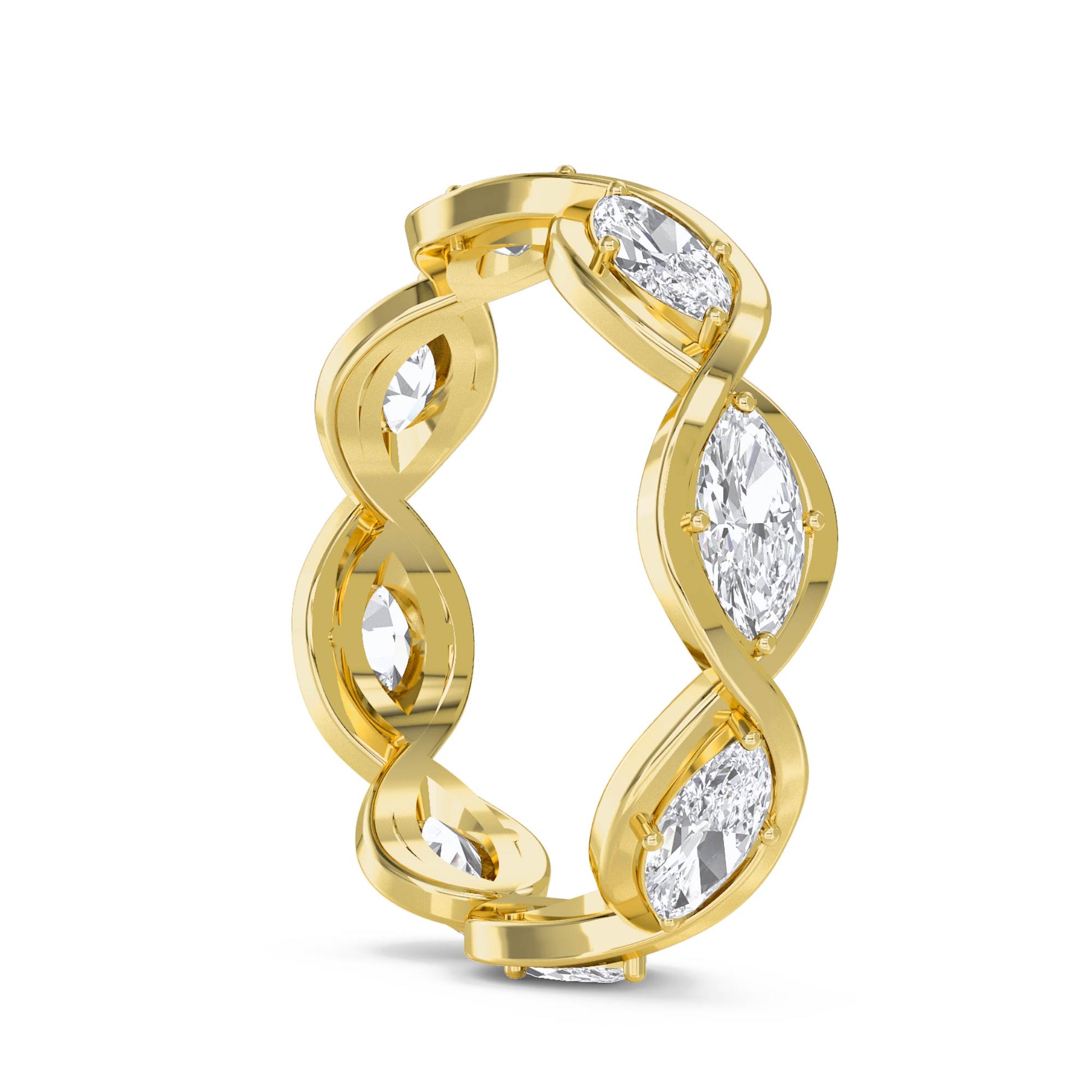 Marquise Infinity Eternity Band - Yellow Gold - Pose 2