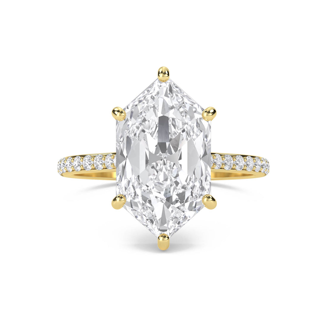 Hexagon Cut Lab Grown Diamond Ring with Pavé Band - image 1