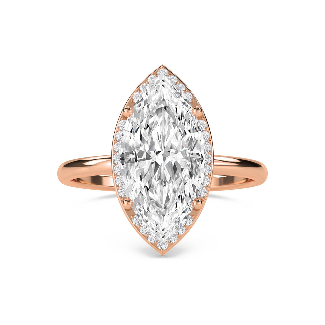 Marquise Lab Grown Diamond Halo Ring with Pavé Band