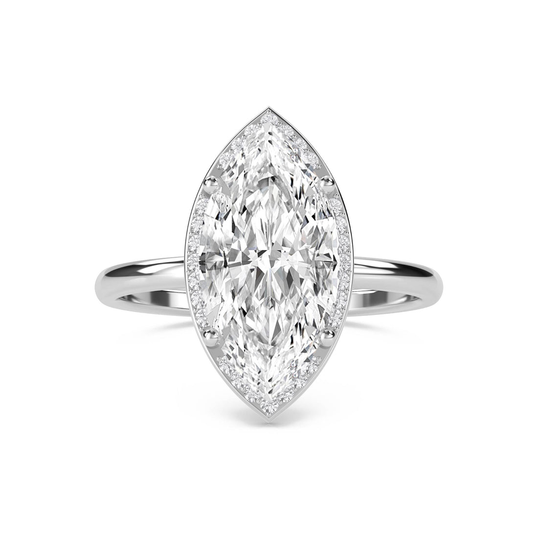 Marquise Lab Grown Diamond Halo Ring with Pavé Band
