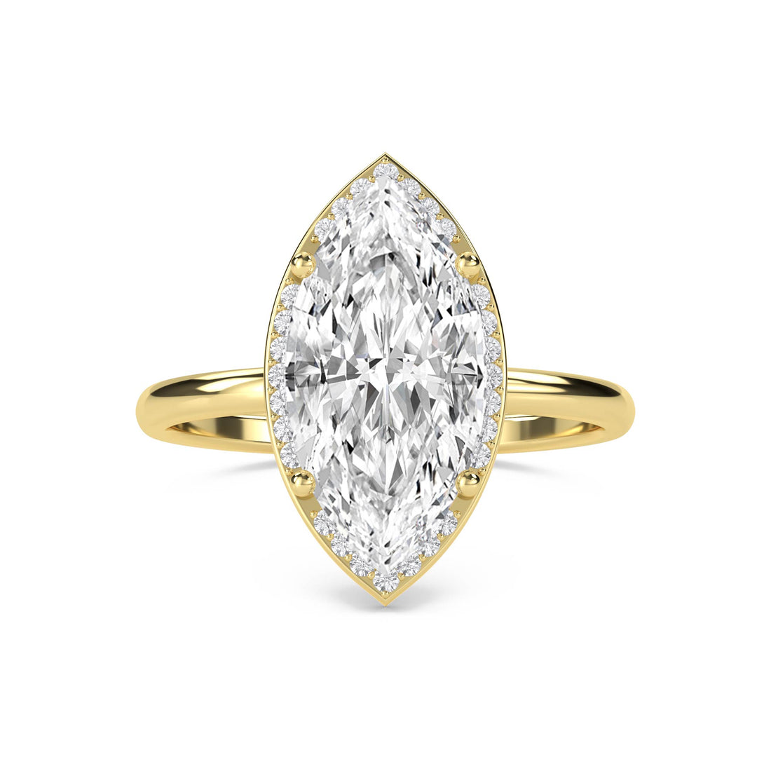 Marquise Lab Grown Diamond Halo Ring with Pavé Band - image 1