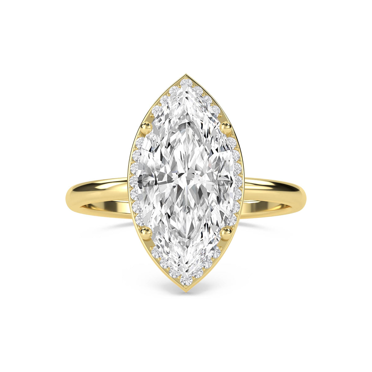 Marquise Lab Grown Diamond Halo Ring with Pavé Band - image 1