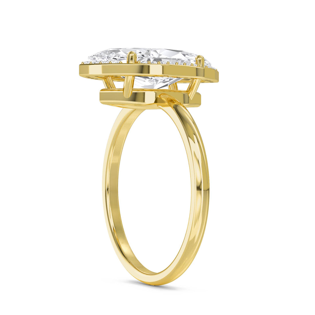 Marquise Lab Grown Diamond Halo Ring with Pavé Band