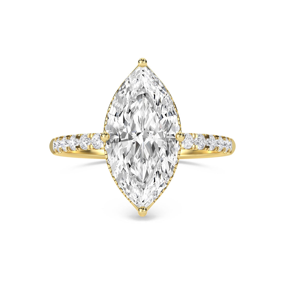 Marquise Lab Grown Diamond Solitaire Ring with Pavé Shoulders - image 1