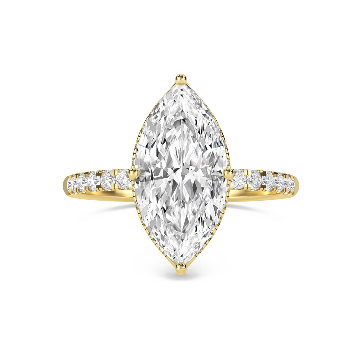 Marquise Lab Grown Diamond Solitaire Ring with Pavé Shoulders - image 1