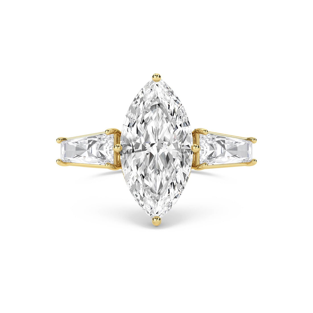 Marquise Lab Grown Diamond Ring with Baguette Side Stones - image 1
