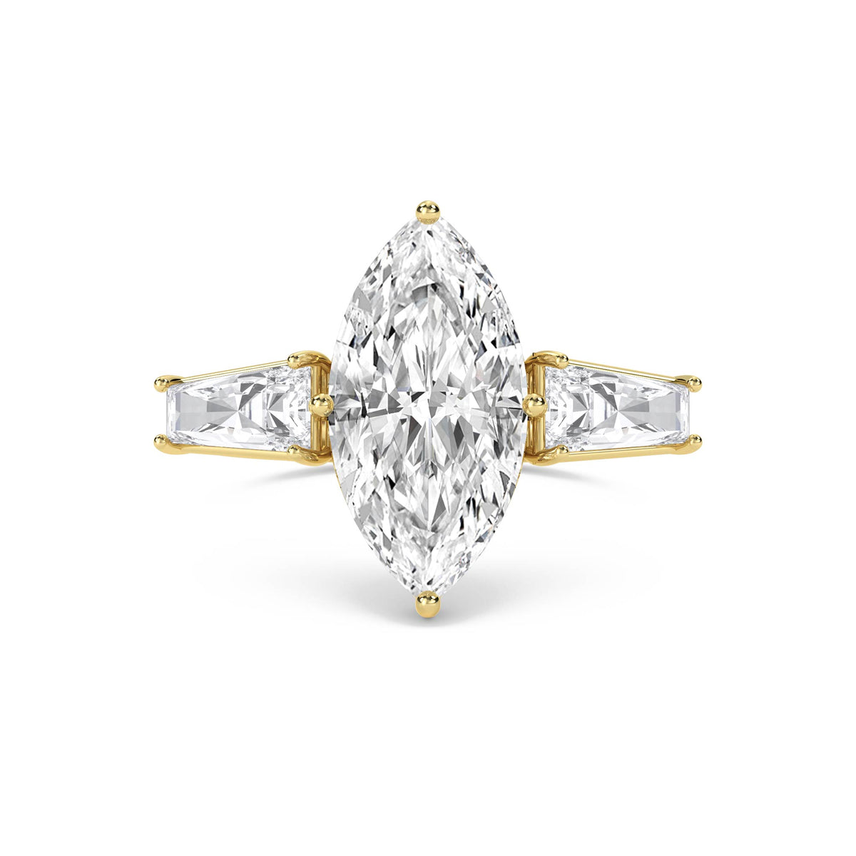 Marquise Lab Grown Diamond Ring with Baguette Side Stones - image 1