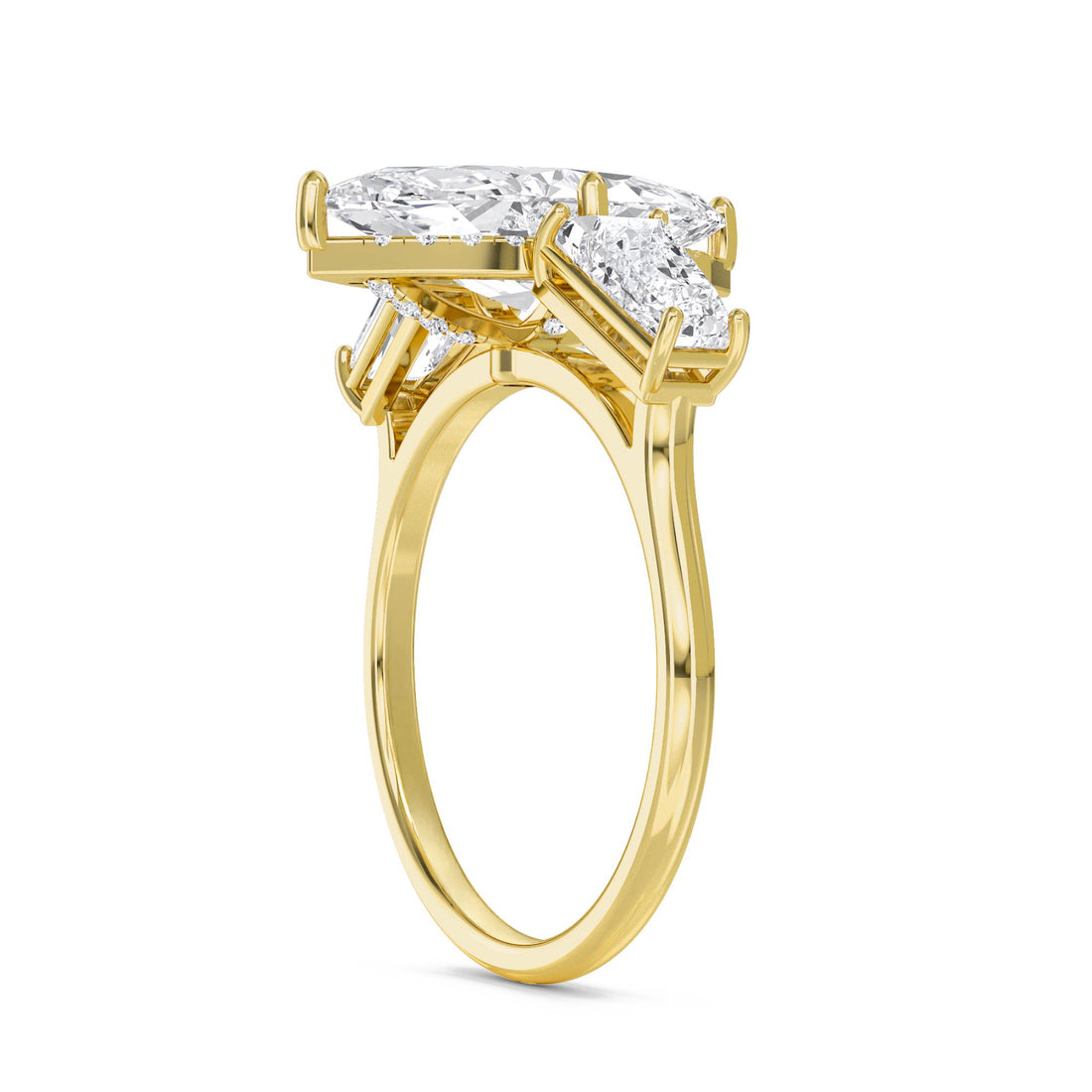 Marquise Lab Grown Diamond Ring with Baguette Side Stones