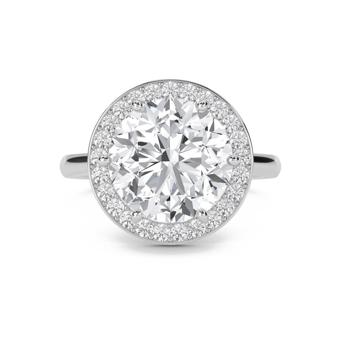 Round Halo Lab Grown Diamond Ring (Silver)