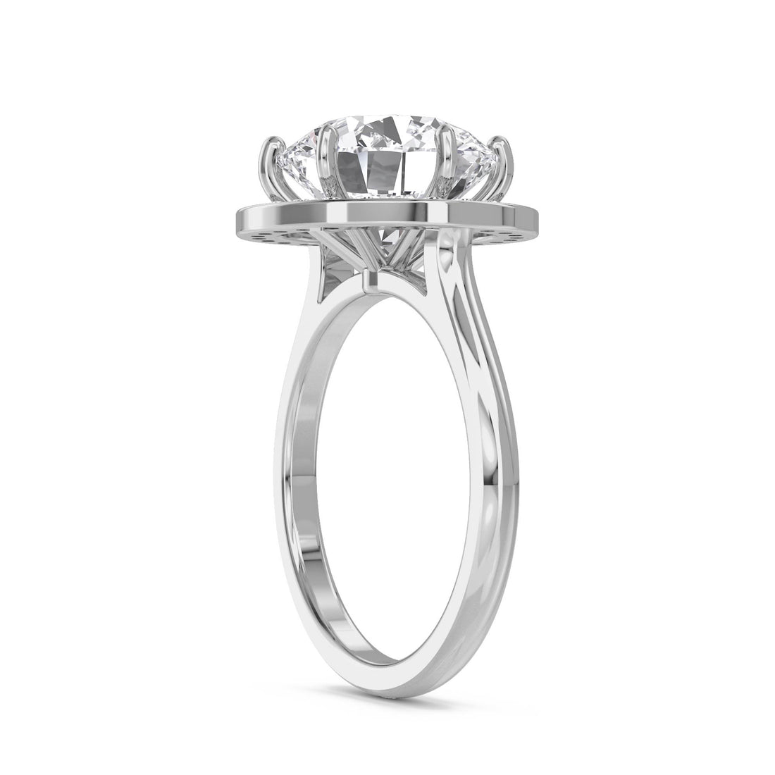 Round Halo Lab Grown Diamond Ring (Silver)