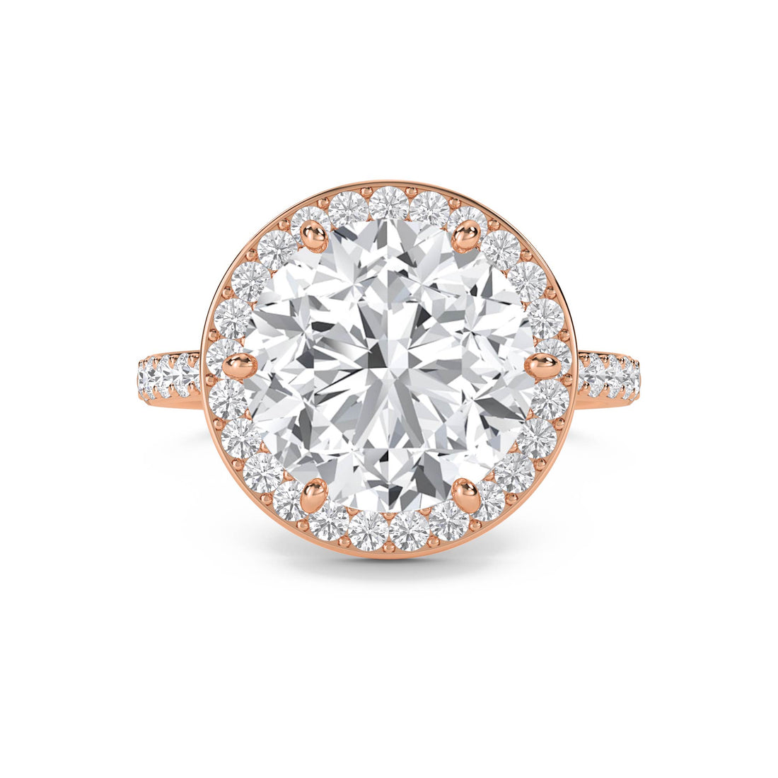 Round Halo Pavé Band Lab Grown Diamond Ring