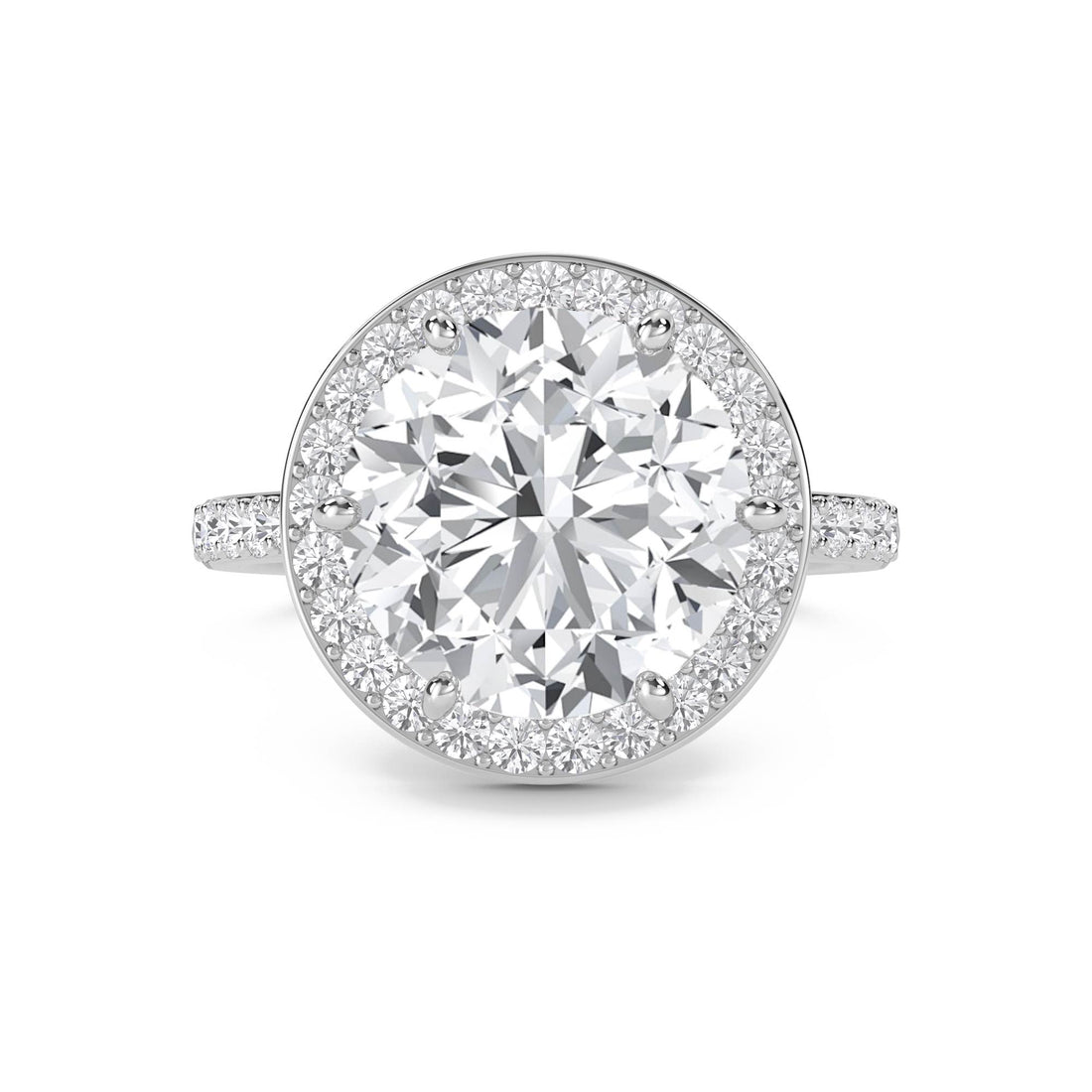 Round Halo Pavé Band Lab Grown Diamond Ring (Silver)