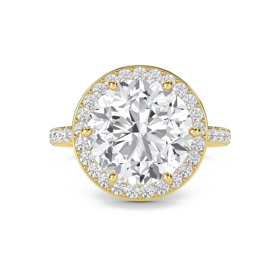 Round Halo Pavé Band Lab Grown Diamond Ring - image 1
