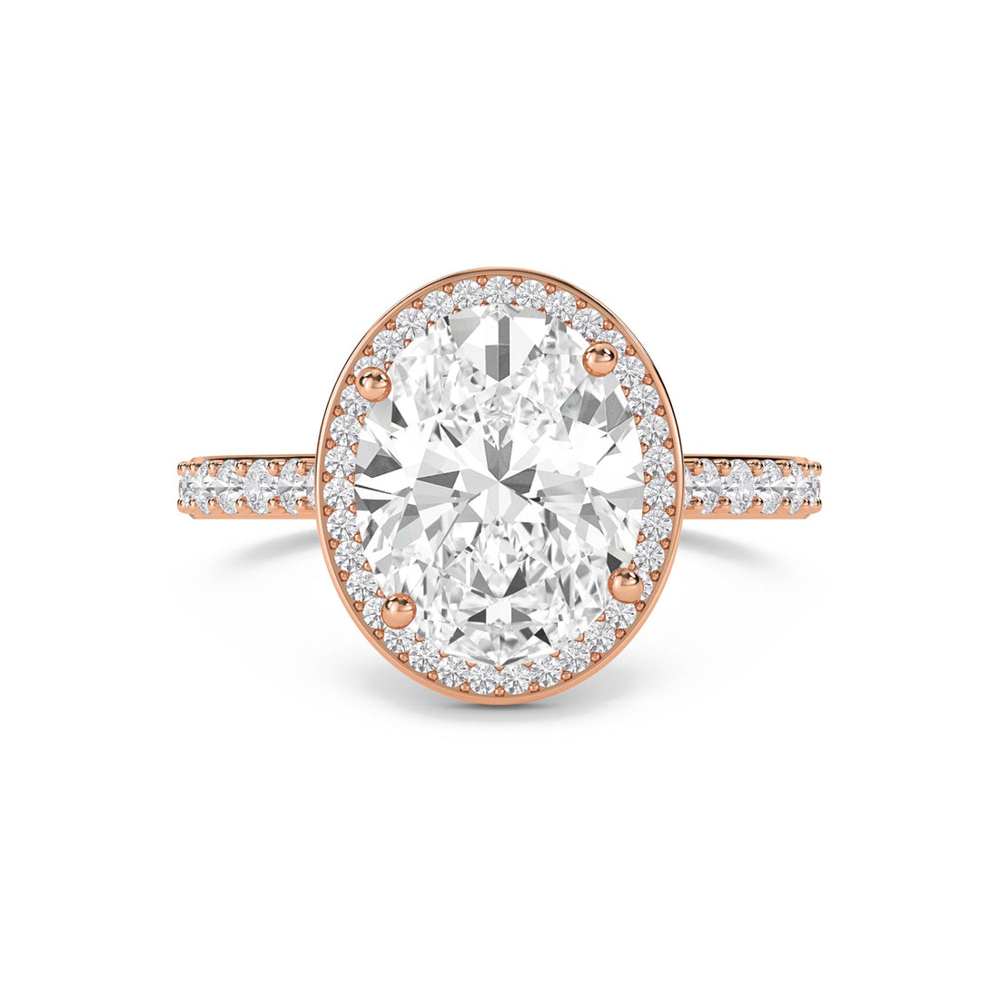Oval Halo Pavé Band Lab Grown Diamond Ring