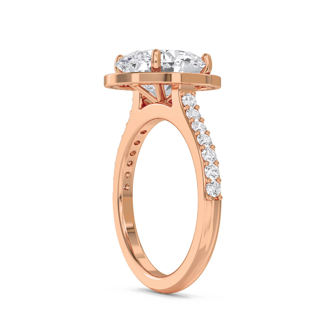 Oval Halo Pavé Band Lab Grown Diamond Ring