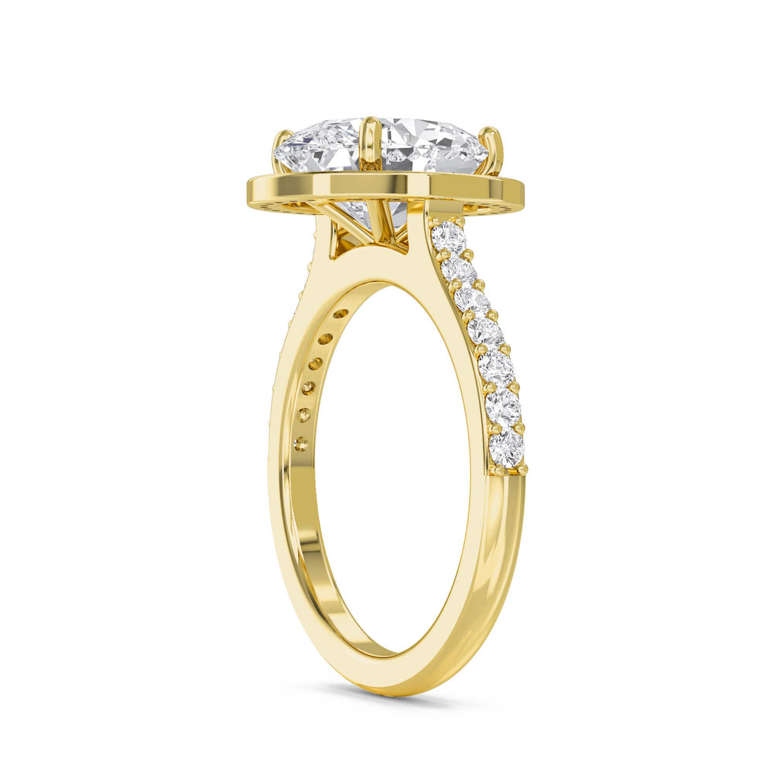 Oval Halo Pavé Band Lab Grown Diamond Ring