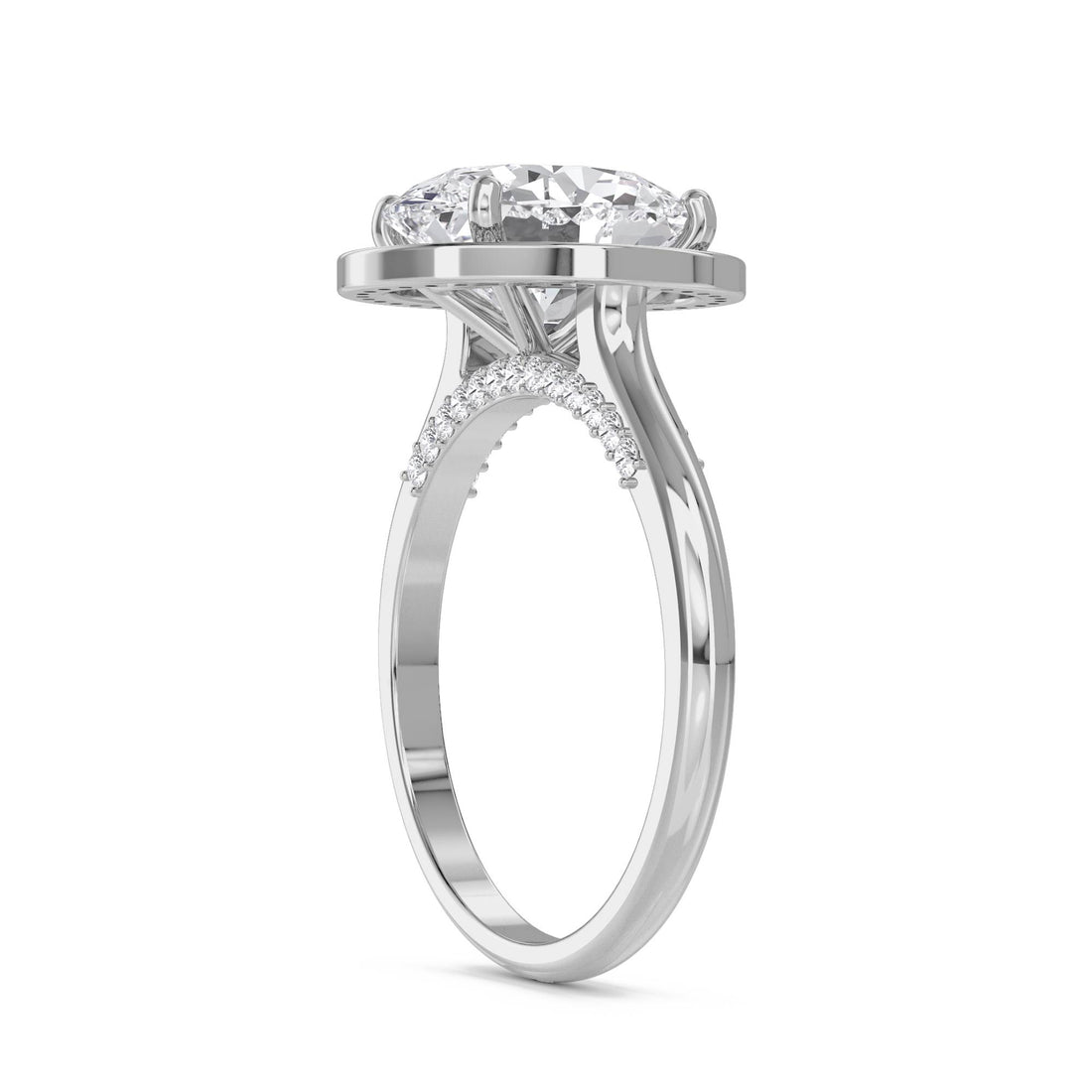 Oval Halo Lab Grown Diamond Ring (Silver)