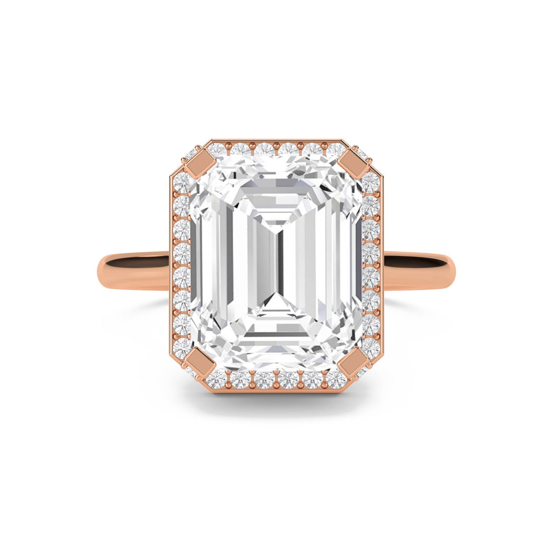 Emerald Cut Halo Lab Grown Diamond Ring