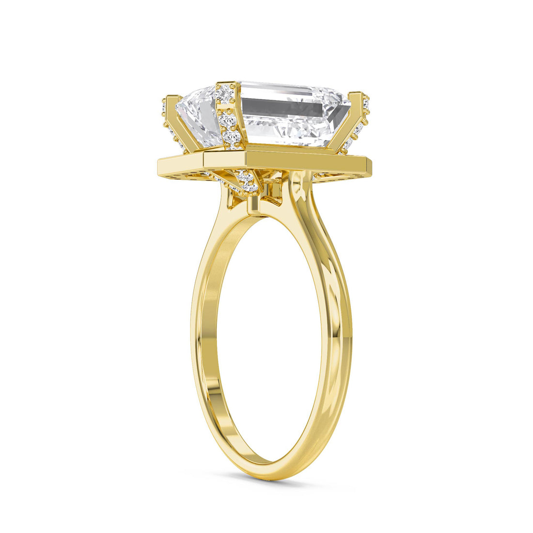 Emerald Cut Halo Lab Grown Diamond Ring
