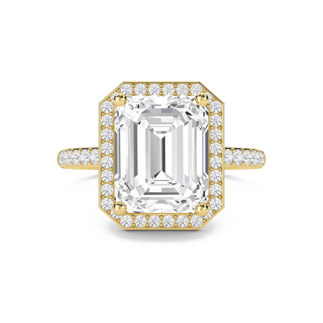 Emerald Cut Halo Pavé Band Lab Grown Diamond Ring - image 1