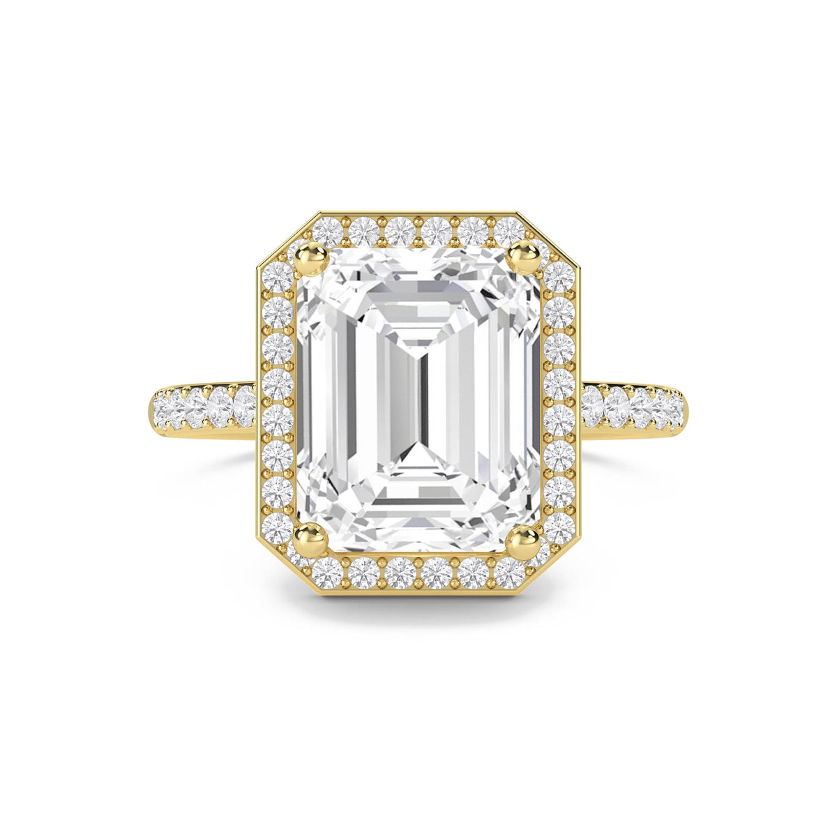 Emerald Cut Halo Pavé Band Lab Grown Diamond Ring - image 1
